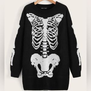 Medium runs big long skeleton rib cage sweater dress black gothic goth babe